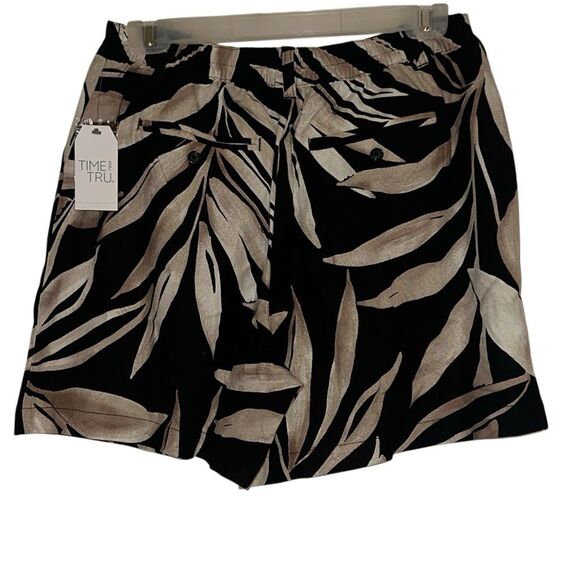 *NEW* Set of Black Ruffle Small Tank w/ Tropical Print Linen Shorts Sz 6 - Picture 9 of 16